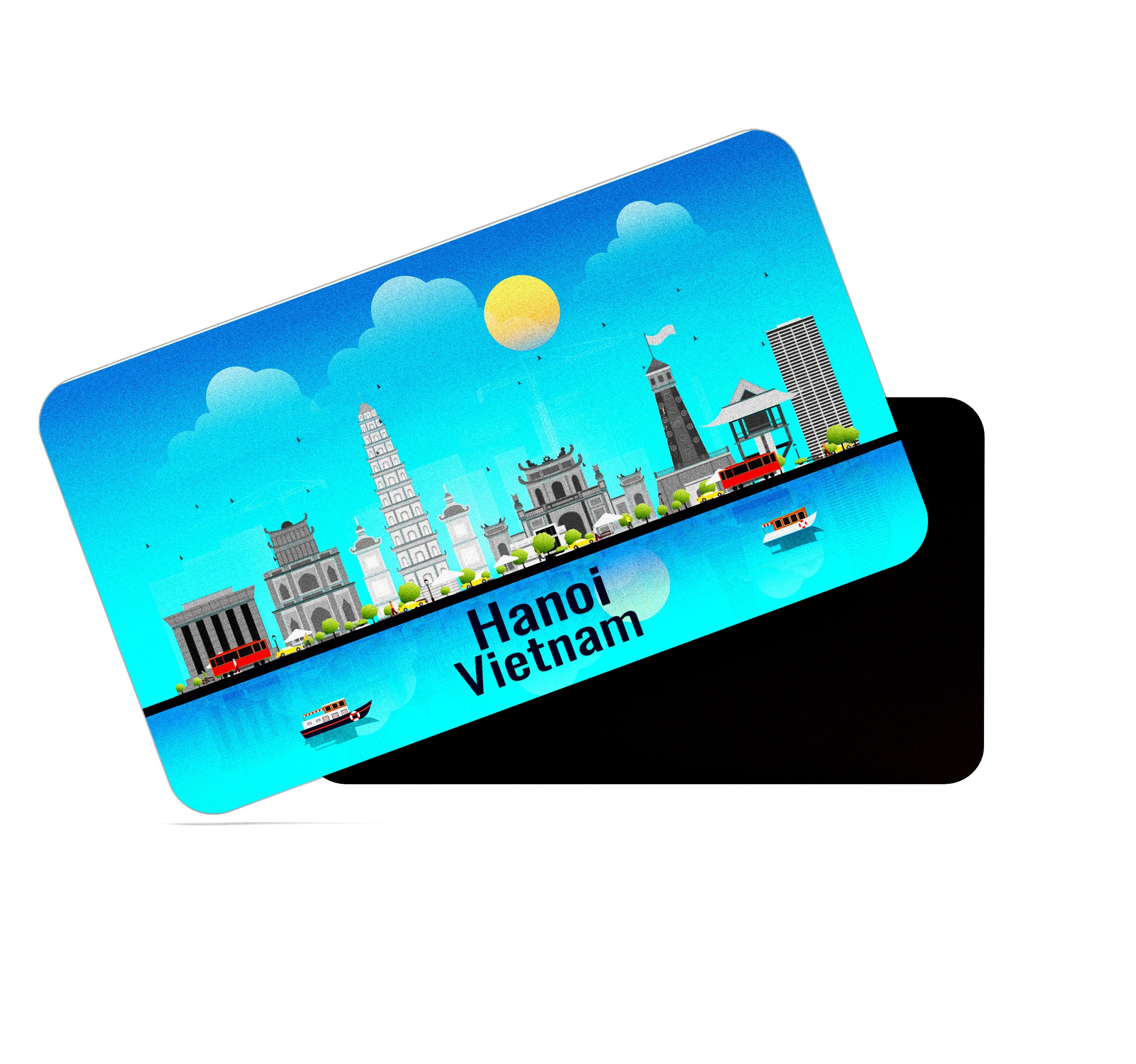 dhcrafts Rectangular Fridge Magnet Blue Vietnam Hanoi Design Pack of 1 (8.6cm x 5.4cm)